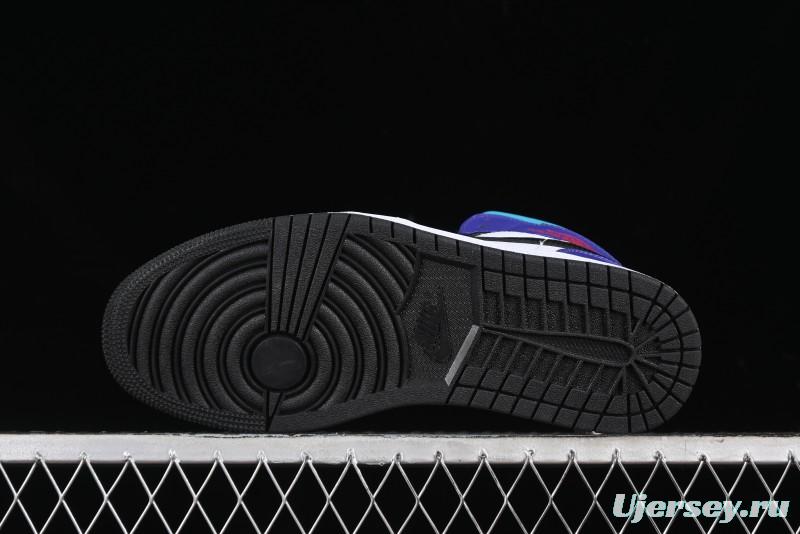 Nike Air Jordan 1 Mid AJ1 Lakers Colorway Black White Purple Mid-Top Casual Sneakers - DQ8426-154