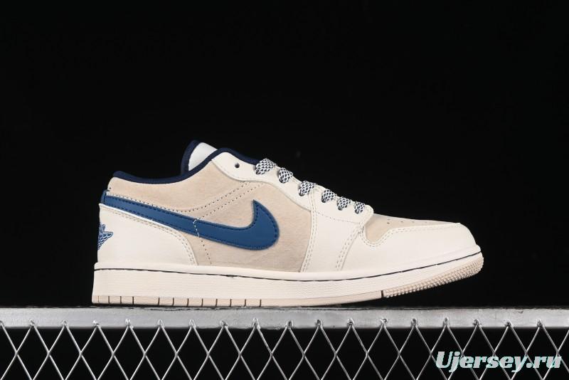 Nike Air Jordan 1 Low Stussy Collaboration - Light Beige Retro Basketball Shoes - SJ9950-027