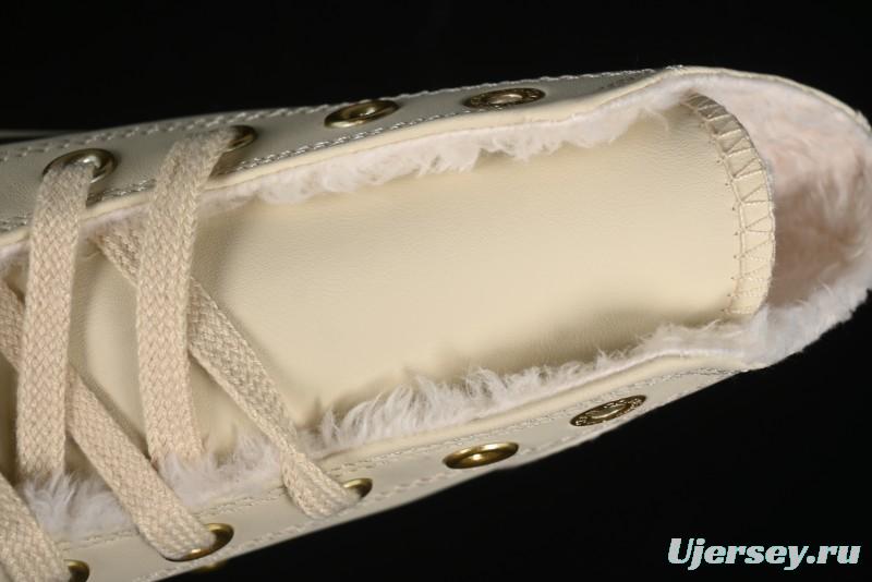 Converse Chuck 1970s Winter Waterproof Leather High-Top Sneakers with Gold Eyelets and Fleece Lining - A12443C