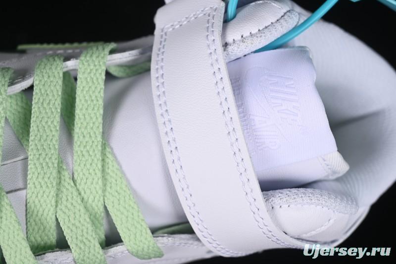 Nike Air Force 1 '07 Mid Hand-Painted White Green with Swoosh Shadow and Strap - CW2289-111