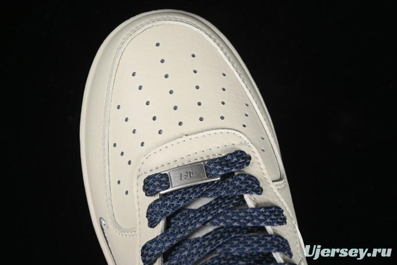 Nike Air Force 1 '07 Mid Deep Blue Two-Tone Sole Mid-Top Casual Sneakers with Reflective Stars - XL0236-233