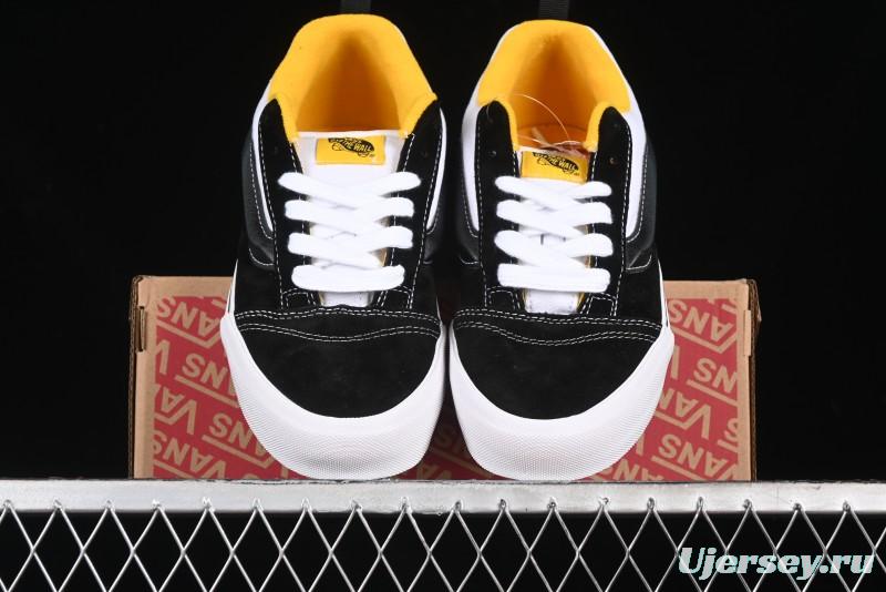Vans Knu Skool Low-Top Retro Casual Vulcanized Slip-On Sneakers in Black White Yellow - VN000D6C6RJ