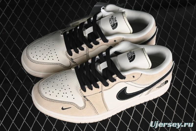 Nike Air Jordan 1 Low AJ1 The North Face Collaboration - Beige Coffee Retro Basketball Shoes - SJ9950-028