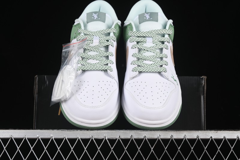 Nike SB Dunk Low YSL Series - White Green Brown Swoosh Anniversary High-End Custom Low-Top Casual Sneakers - GF2409-169