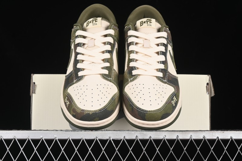 Nike SB Dunk Low Bape Collaboration - Jungle Camouflage Anniversary Custom Low-Top Casual Skate Shoes - CH6336-230