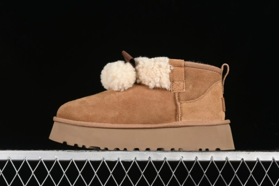 UGG Classic Mini II Shearling Lined Mini Boots with Pom Pom Detail - 1116109