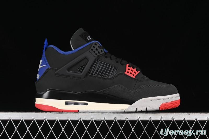 Nike Air Jordan 4 Retro Basketball Shoes in Black, Blue and Neutral Grey - FV5029-003