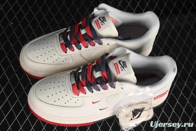Nike Air Force 1 '07 Low Supreme Collaboration - Beige Red Blue Colorblock Casual Sneakers - XZ6188-228