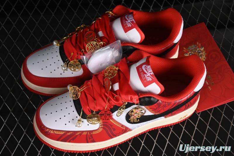 Nike Air Force 1 '07 Low Custom Wedding Sneakers with Chinese Style Elements - FN7439-133