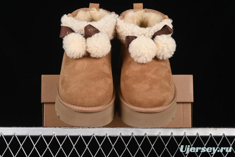UGG Classic Mini II Shearling Lined Mini Boots with Pom Pom Detail - 1116109