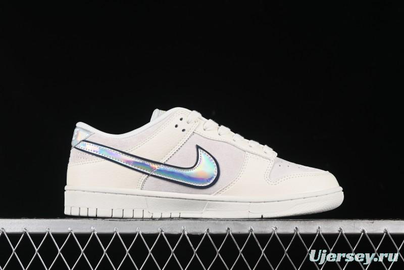 Nike SB Dunk Low Supreme x Stussy Triple Collaboration - Beige Silver Swoosh Anniversary Custom Low-Top Casual Skate Shoes - KK1333-005