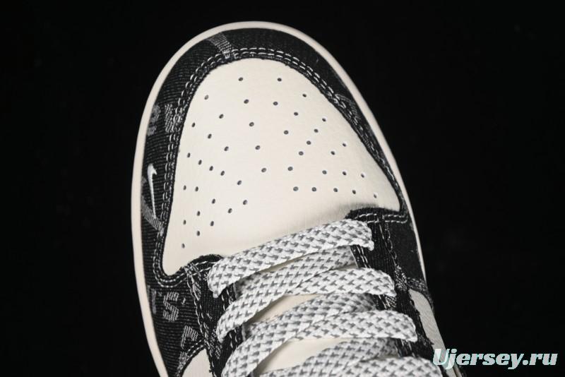 Nike SB Dunk Low Levi's Collaboration - Black Printed Denim Anniversary Customized Low-Top Casual Sneakers - XX2025-109