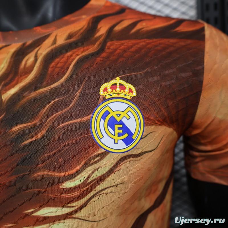 Player Version 25/26 Real Madrid NA ZHA Orange with Dragon Warrior Jersey