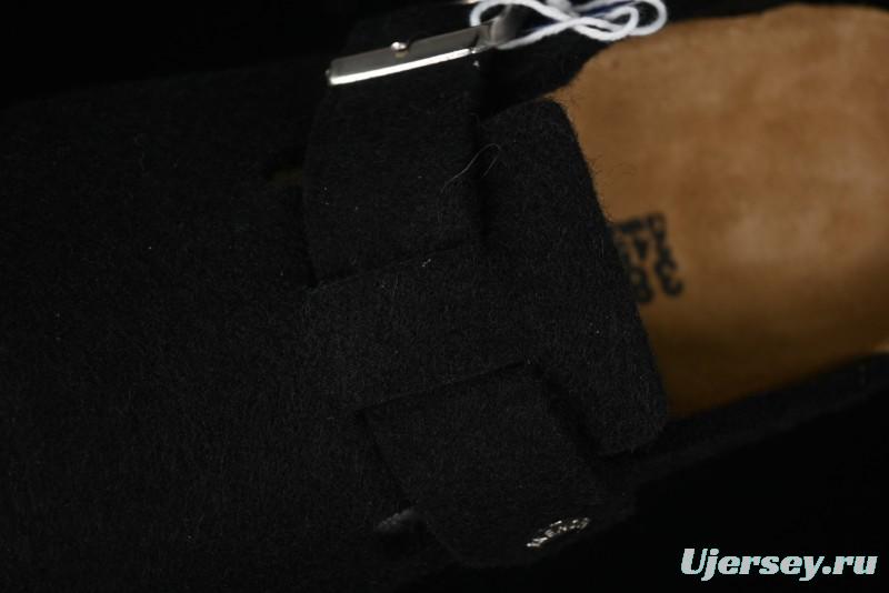 Birkenstock Half Open Toe Sandals with Smokeless Coal Wool Upper - G.D4