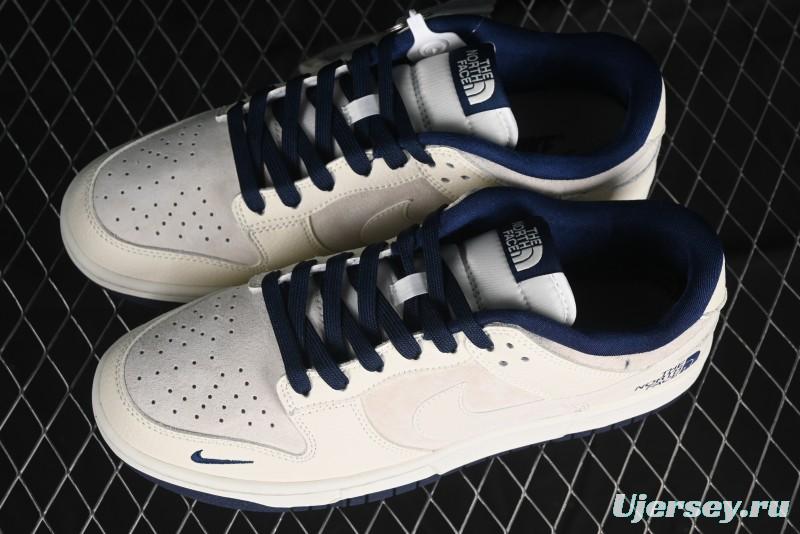 Nike SB Dunk Low The North Face Collaboration - Grey Pigskin White Swoosh Anniversary Custom Low-Top Casual Skate Shoes - KK1333-006