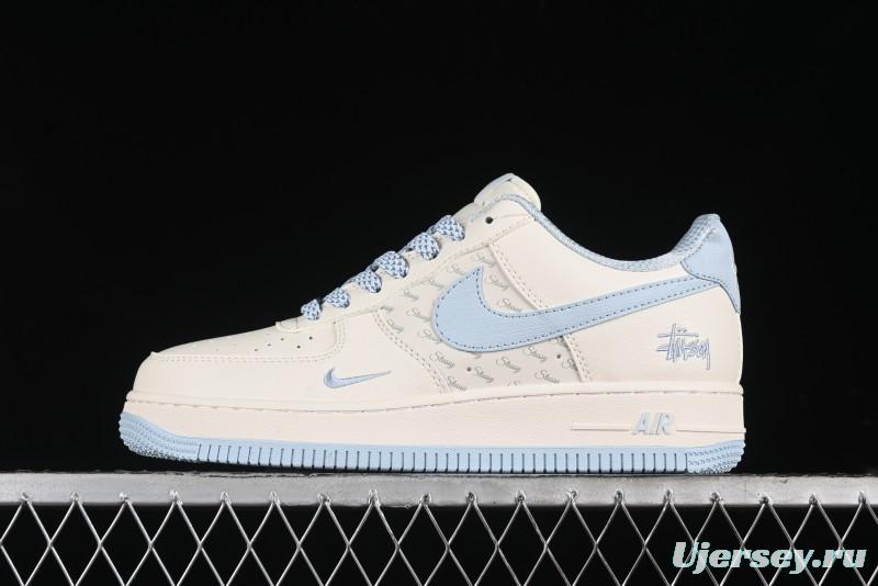 Nike Air Force 1 '07 Low Stussy Collaboration - Off White Elegant Blue Low-Top Casual Sneakers - XZ3328-002