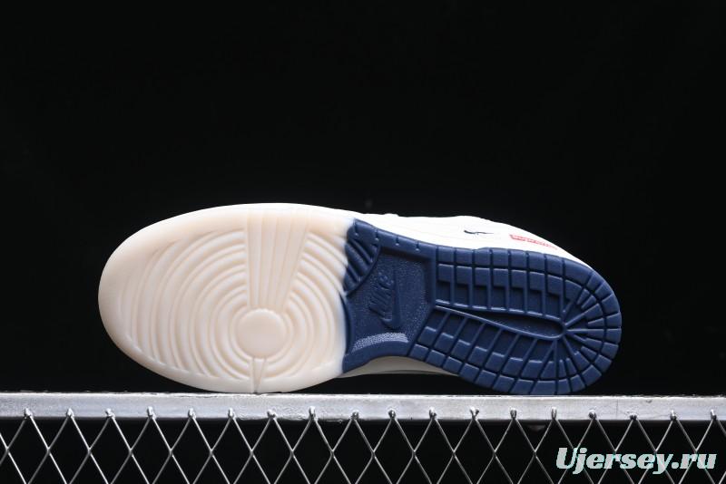 Nike SB Dunk Low Supreme Collaboration - White Blue Color Blocking with Mini Swoosh Anniversary Custom Edition Low-Top Casual Skate Shoes - BB8675-110