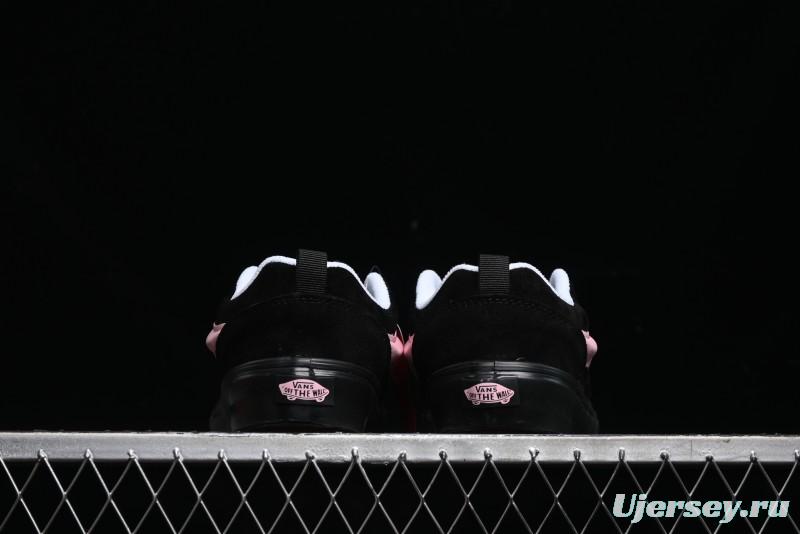 Vans Knu Skool Low Top Retro Sneakers in Black Pink with Big Logo - VN0009QC6BT1