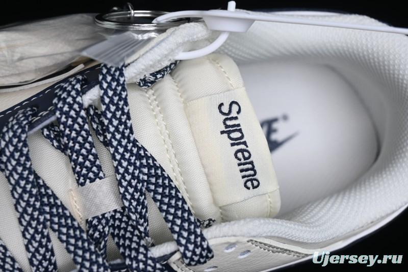 Nike SB Dunk Low Stone Island x Supreme Collaboration - Navy Blue & Off-White Anniversary High-End Custom Low-Top Casual Sneakers - BB9866-007