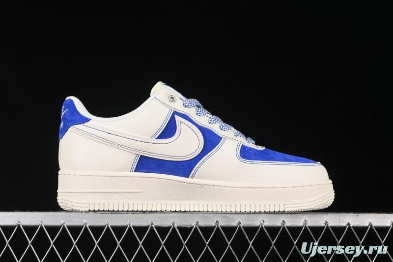 Nike Air Force 1 '07 Low Supreme Collaboration - Off White Navy Blue Low Top Casual Sneakers SJ6698-004