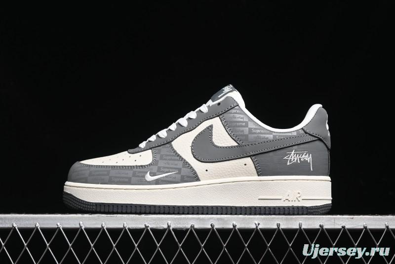 Nike Air Force 1 '07 Low Stussy Collaboration - Light Bone Shadow Low-Top Casual Sneakers - DF0180-008