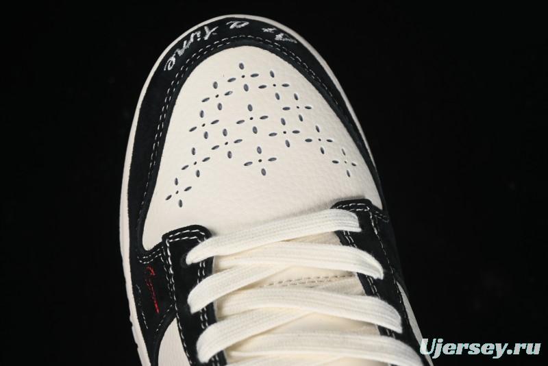 Nike SB Dunk Low Stussy Collaboration - Embroidered Black Swoosh Anniversary Custom Low-Top Casual Sneakers - MM1089-034