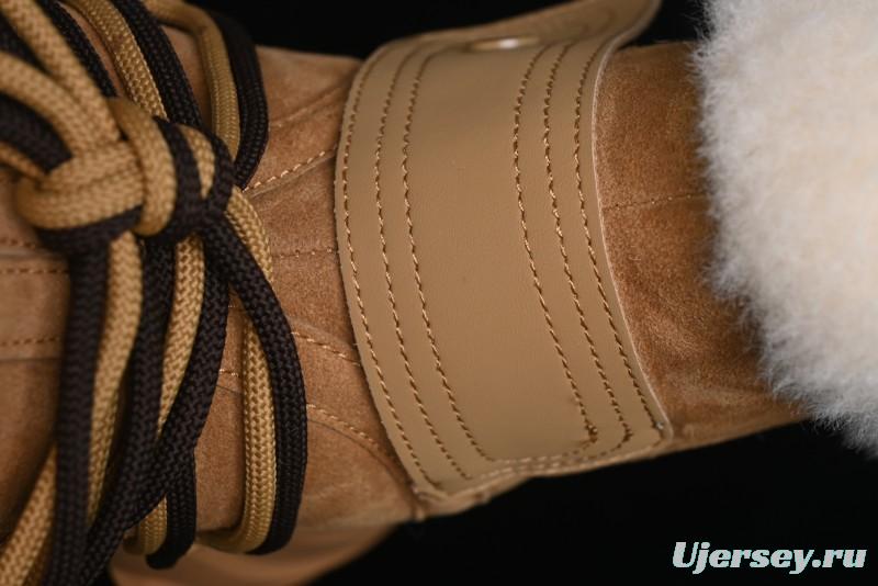 Ouder Retro Lace-Up Mid-Calf Warm & Thickened Platform Casual Snow Boots with Wool Lining - Oud024 Brown