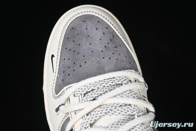 Nike SB Dunk Low Supreme Collaboration - Strap Light Gray Hook Anniversary High-End Custom Low-Top Casual Skate Shoes - YX5066-210