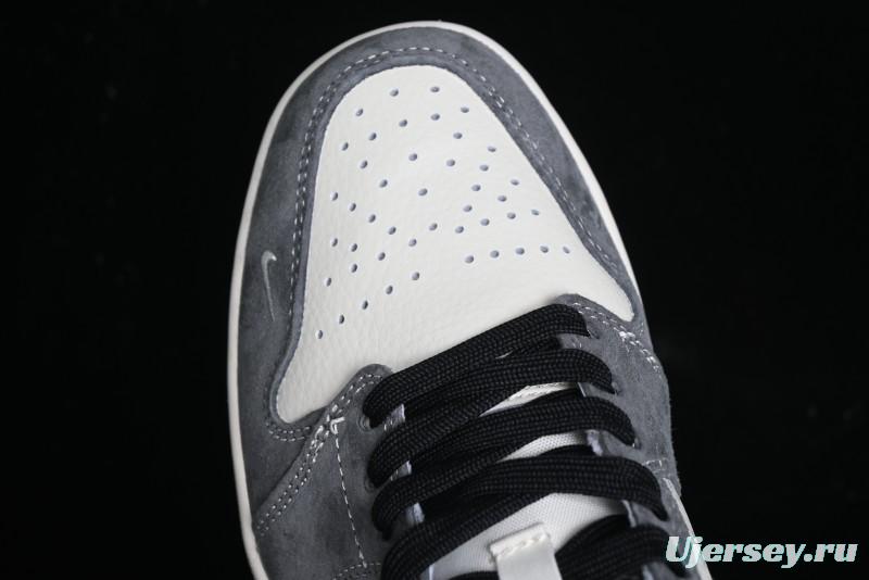 Nike Air Jordan 1 Low Stussy Collaboration Pig Grey Black Swoosh Custom Retro Basketball Shoes - SJ9950-029