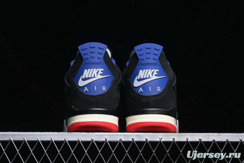 Nike Air Jordan 4 Retro Basketball Shoes with Black-Grey-Blue Color Blocking - FV5029-003