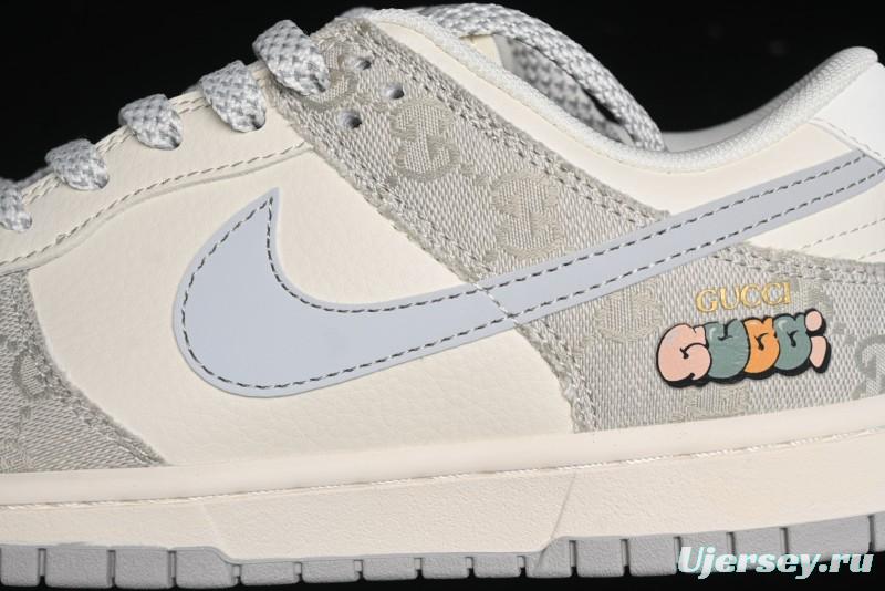 Nike SB Dunk Low Gucci Collaboration - Smoke Grey Sole Anniversary High-End Custom Low-Top Casual Skate Shoes - XX2025-802