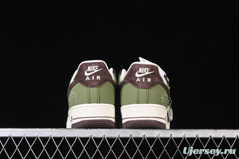 Nike Air Force 1 '07 Low Stussy Collaboration - Green Brown Low-Top Casual Sneakers - KK1988-038