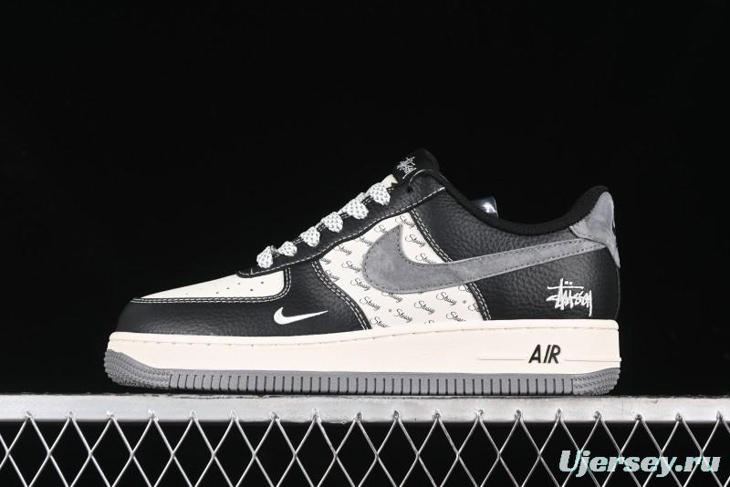 Nike Air Force 1 '07 Low Stussy Collaboration - Black Grey Casual Sneakers - XZ3328-566