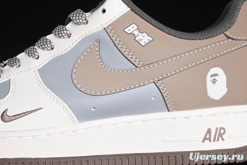 Nike Air Force 1 '07 Low Bape Collaboration - Beige Grey Brown Low Top Casual Sneakers BB6566-210