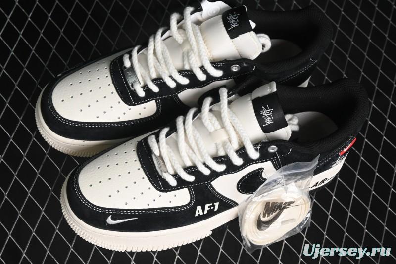 Nike Air Force 1 '07 Low Stussy Collaboration - Black/Red Label Low-Top Casual Sneakers - SJ6698-008