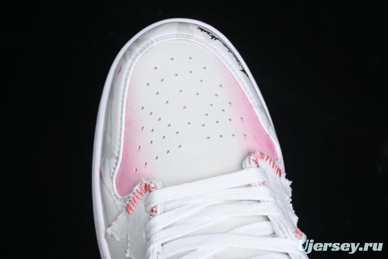 Nike Air Jordan 1 Low Retro Basketball Shoes - Panda Mischief Qixi Theme with Special Graffiti Design - 553558-132