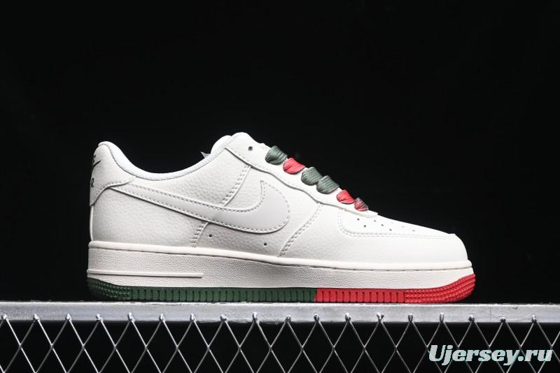 Nike Air Force 1 '07 Low The North Face Collaboration - Beige Red Green Color Block Low-Top Casual Sneakers - XZ6188-011