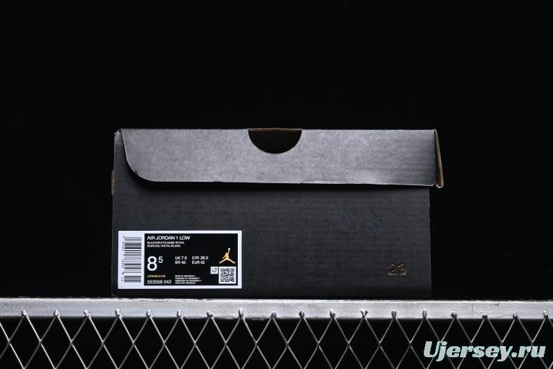 Nike Air Jordan 1 Low Retro Basketball Shoes Black Blue - 553558-042