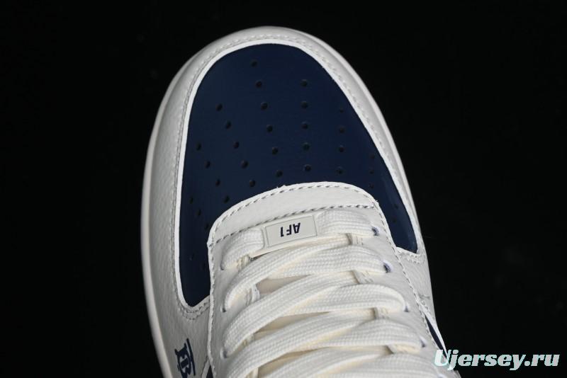 Nike Air Force 1 '07 Low Burberry Collaboration - Off White Navy Blue Patchwork Low Top Casual Sneakers BB8588-222