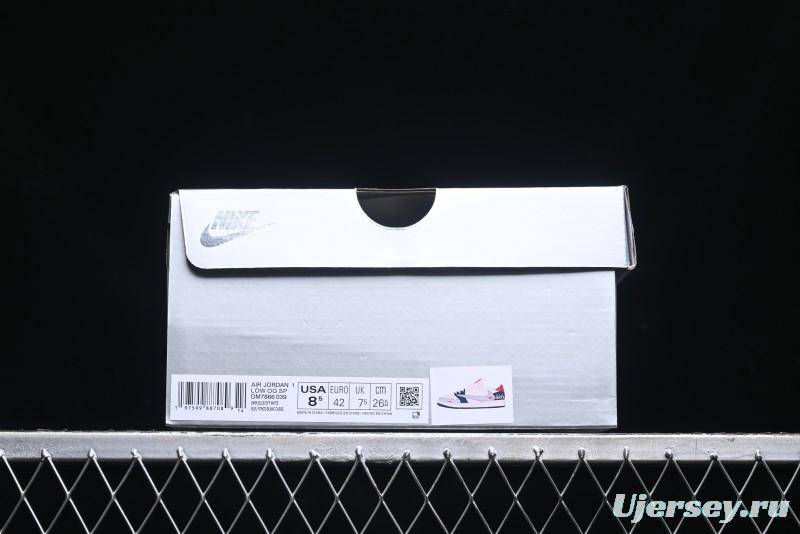 Nike Travis Scott x Fragment Design x Air Jordan 1 Low OG SP AJ1 Multi-Color Patchwork Low-Top Casual Sneakers - DM7866-039