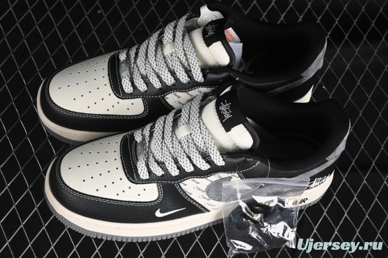 Nike Air Force 1 '07 Low Stussy Collaboration - Black Grey Casual Sneakers - XZ3328-566