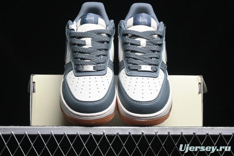 Nike Air Force 1 '07 Low Stussy Collaboration - Grey White Gum Sole Low-Top Casual Sneakers - XZ9688-101
