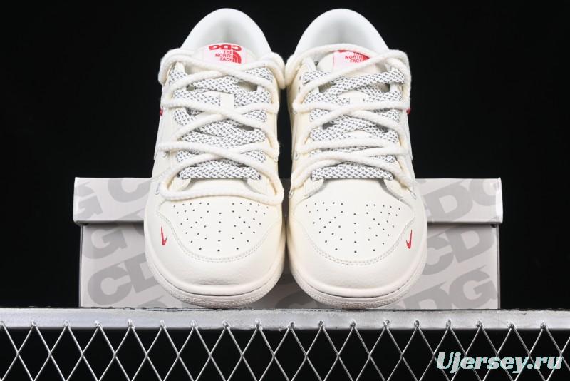 Nike SB Dunk Low x The North Face x Supreme Series - Strap Beige White Hook Anniversary High-End Custom Low-Top Casual Skate Shoes - YX5066-229