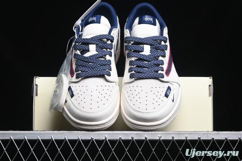 Nike Travis Scott x Fragment Design x Air Jordan 1 Low OG SP AJ1 Sneakers with Reverse Swoosh - SJ2068-134