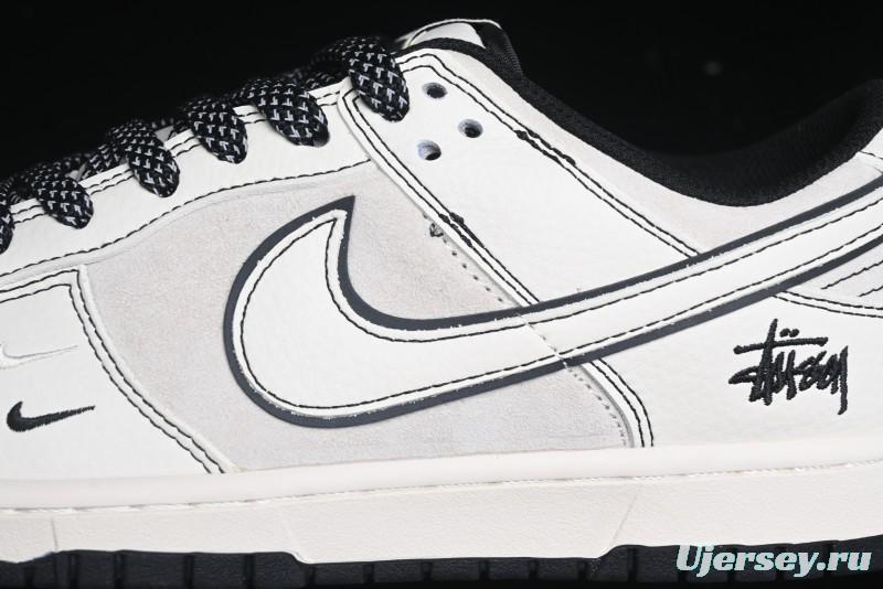 Nike SB Dunk Low Stussy Collaboration - Beige Black Line High-End Custom Low-Top Casual Skate Shoes - BB7518-008