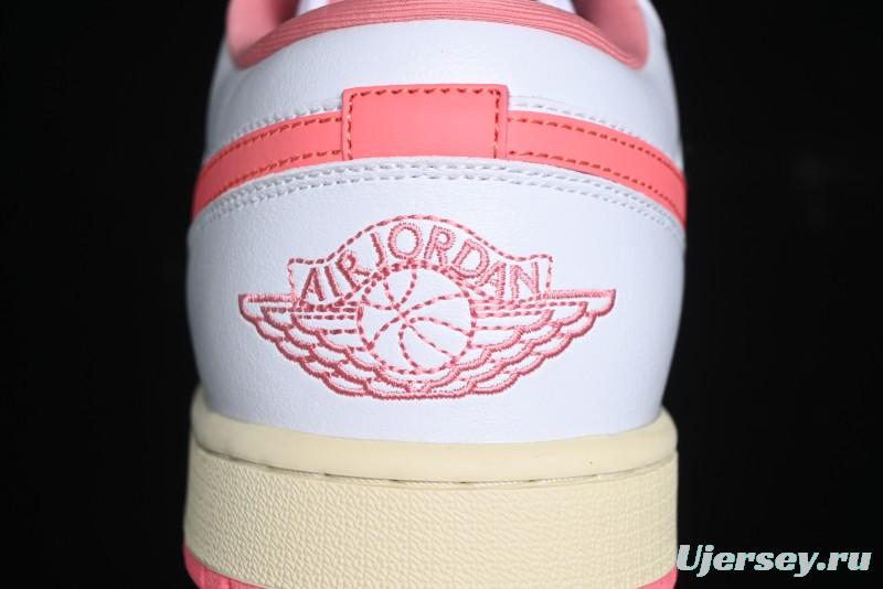 Nike Air Jordan 1 Low AJ1 White Pink Low-Top Casual Sneakers - DC0774-109
