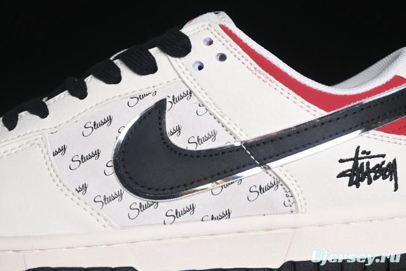 Nike SB Dunk Low Stussy Collaboration - Beige Black Swoosh Silver Edge Anniversary High-End Custom Low-Top Casual Sneakers - XX3168-306