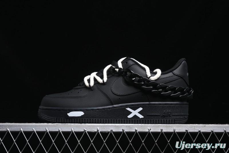 Nike Air Force 1 '07 Low Black Deconstructed Utility Casual Sneakers - CW2288-763