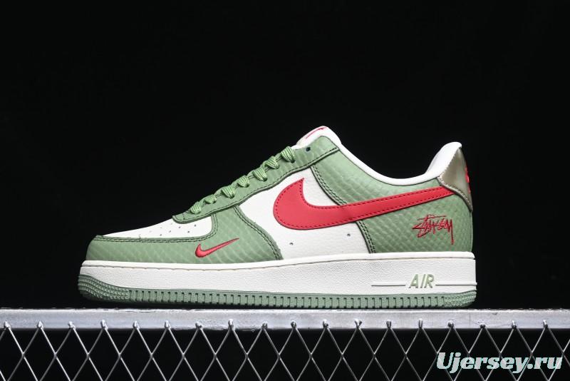 Nike Air Force 1 '07 Low Stussy Collaboration - Snake Green Low-Top Casual Sneakers - KK1988-028