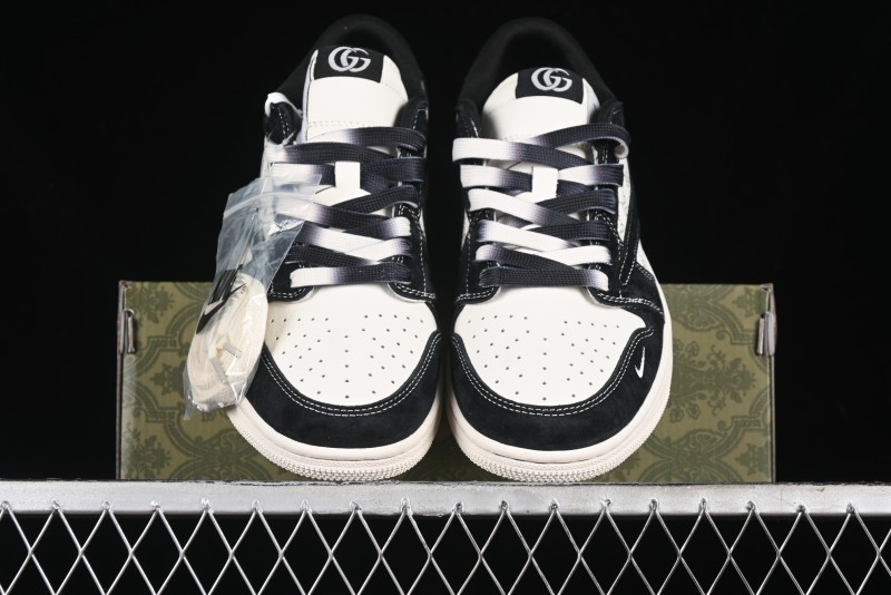 Nike Travis Scott x Fragment Design x Air Jordan 1 Low OG SP AJ1 Gucci Collaboration - Black Dragonfly Low-top Casual Sneakers - SJ2068-139